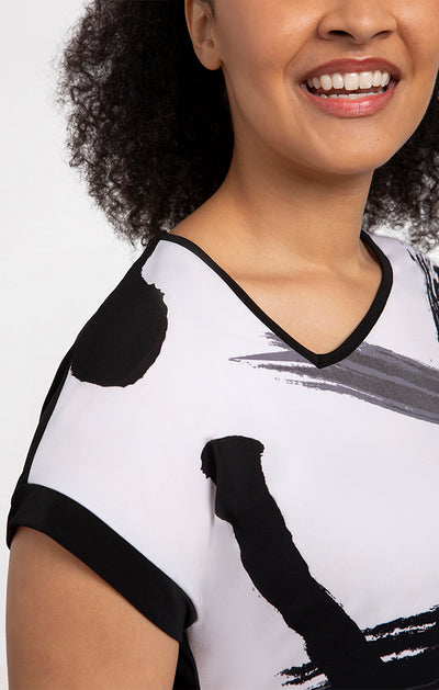 Sympli Dolman Angle Tunic Print, Cap Sleeves 